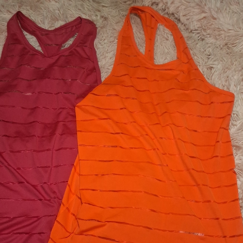 Orange and Red Cut Out Tank Tops with Racerback